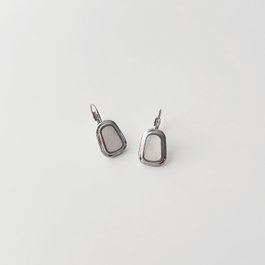 Heliophilia Silver Pendientes de Acero Inoxidable Color Plata y Blanco Tamaño 3 cm